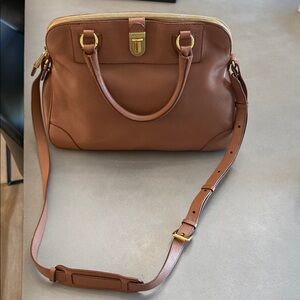 Marc Jacobs Brown Leather Satchel with Gold Hardware